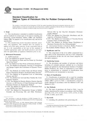 Standard Classification for Various Types of Petroleum Oils for Rubber Compounding Use